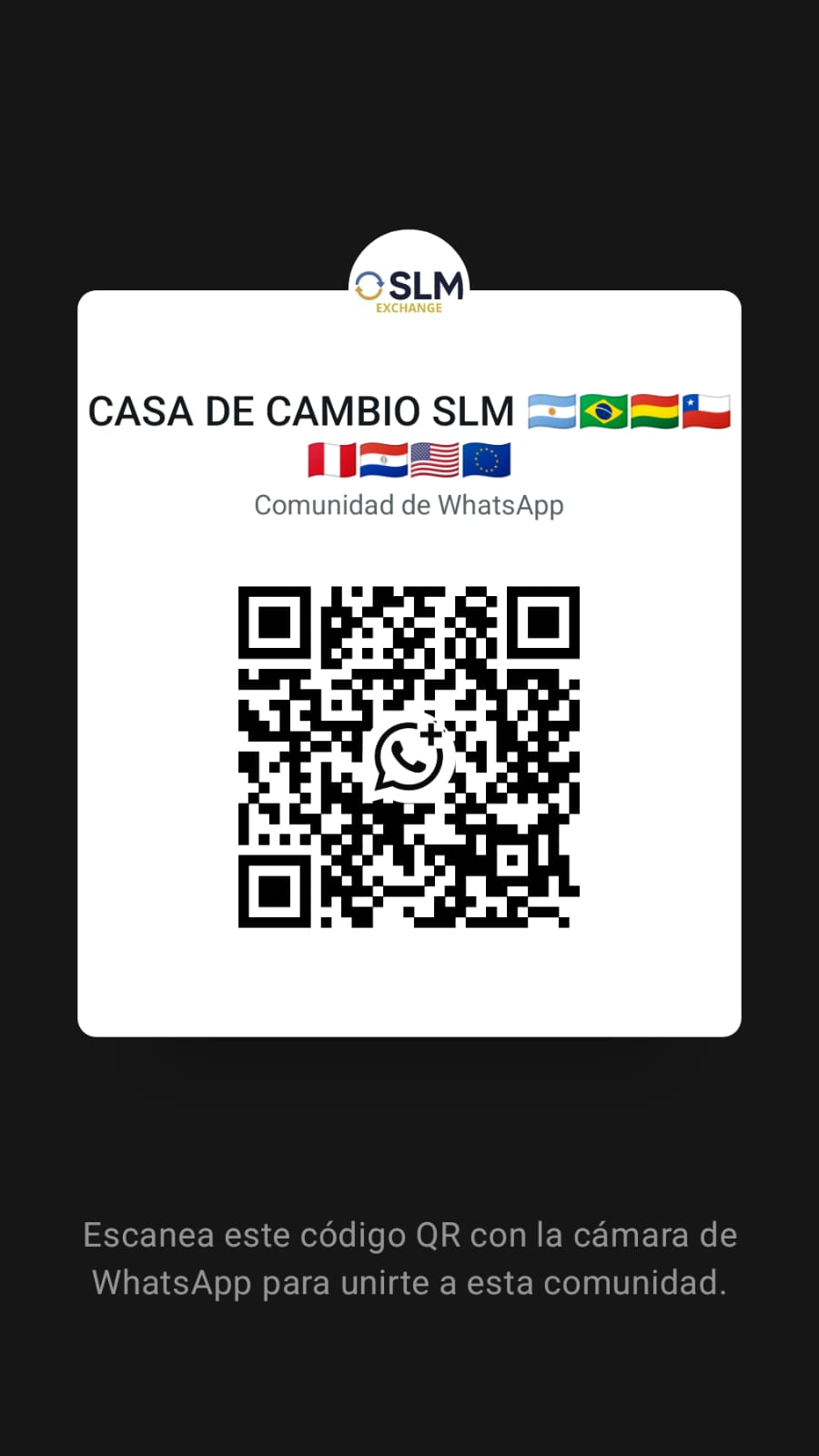 QR de la comunidad de WhatsApp de SLM Exchange